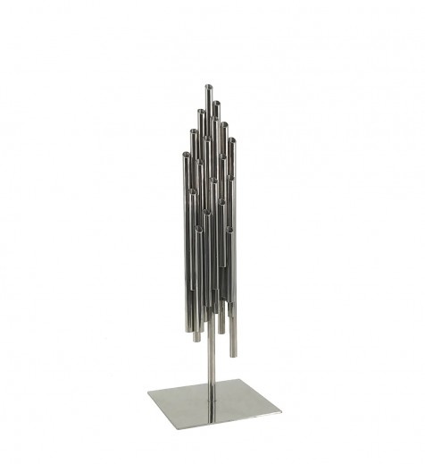 Decoratiune metalica Tubes Crom, L12xl12xH38 cm