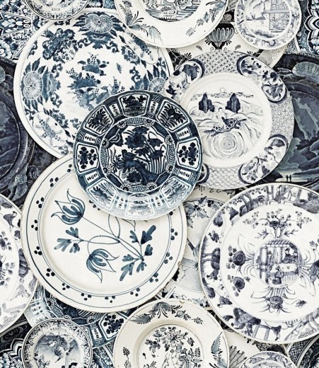 Set 3 role Tapet Imprimat Digital Delftware Vintage