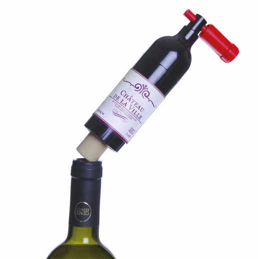 Desfacator sticle de vin, din plastic, Ø4xH17 cm, Enoteque Bottle Negru / Rosu