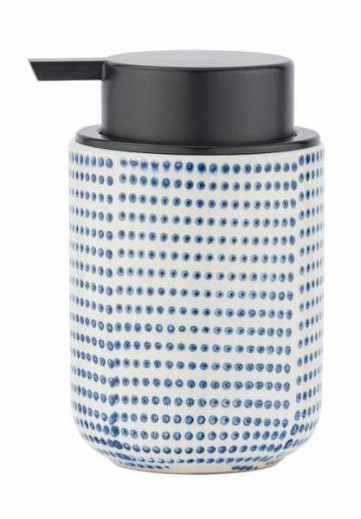 Dozator pentru sapun, din ceramica, Nole Alb / Albastru, Ø7,5xH13 cm