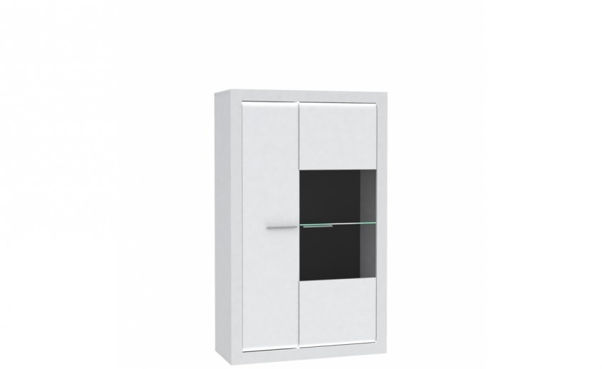 Dulap cu vitrina din pal, cu 2 usi Livinglight Alb, l98xA41,4xH162,2 cm