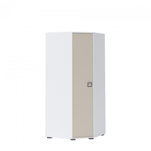 Dulap de colt din pal cu 1 usa, pentru copii, Kiki GUG Small Alb, l86xA86xH198 cm