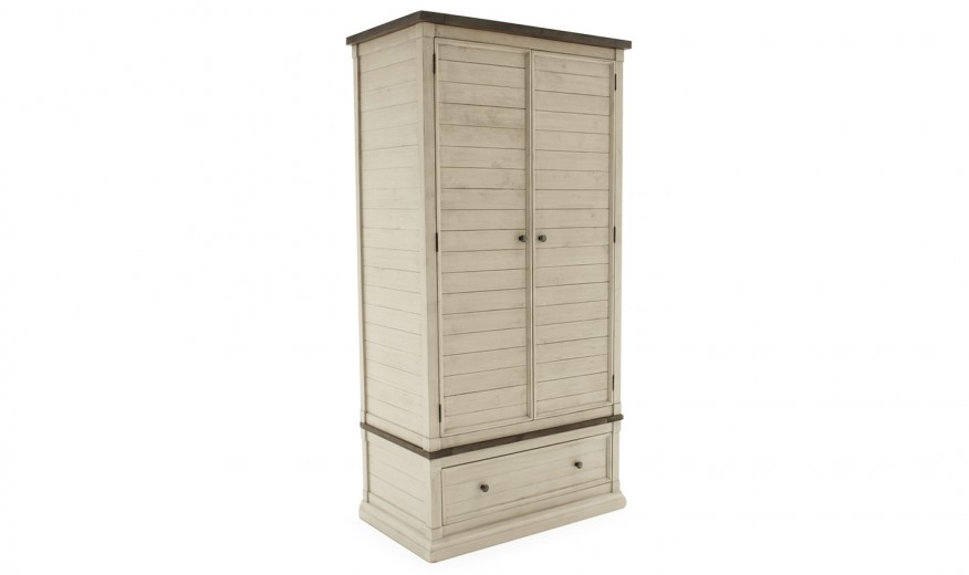 Dulap din lemn de pin, cu 2 usi si 1 sertar Croft Antique White, l100xA60xH198 cm