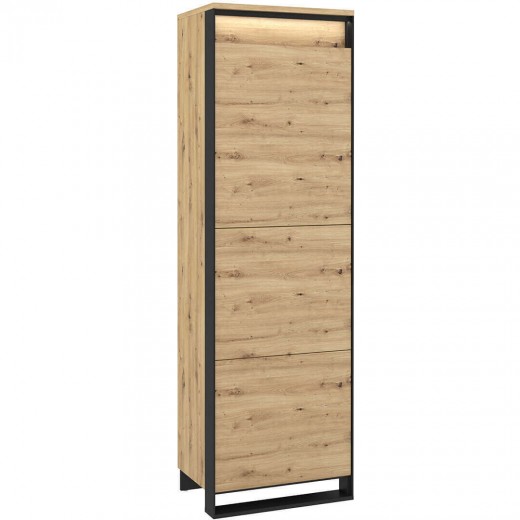 Dulap din pal cu 1 usa Quant 02 Small Stejar Artisan / Negru, l60xA41xH195 cm