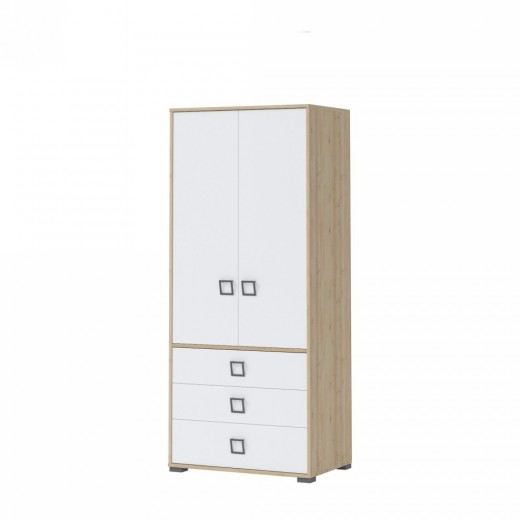 Dulap din pal cu 2 usi si 3 sertare, pentru copii, Kiki G23 Small Fag, l84xA56xH198 cm