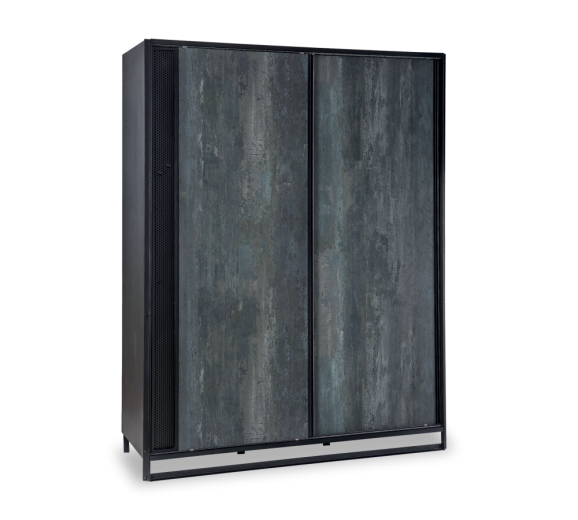 Dulap din pal cu 2 usi glisante, pentru tineret Dark Metal Black / Graphite, l162xA58xH210 cm