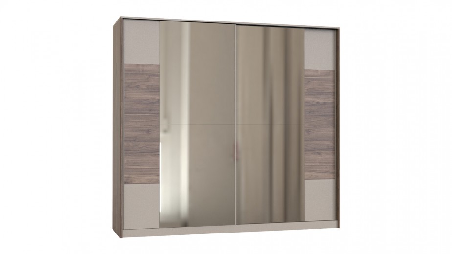 Dulap din pal cu 2 usi glisante si oglinda, Costa Natur, l241,4xA69,3xH219,4 cm