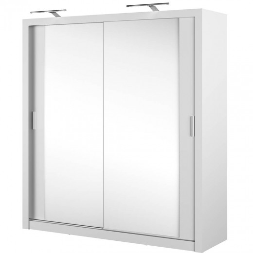 Dulap din pal cu 2 usi glisante si oglinda Idea 16 Alb Mat, l200xA60xH215 cm