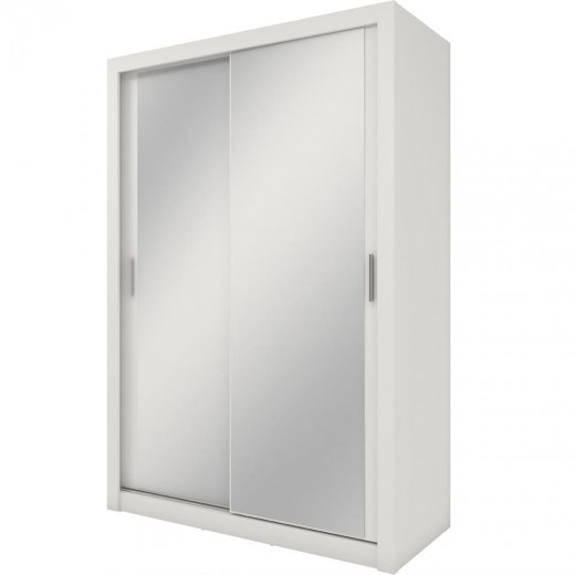 Dulap din pal cu 2 usi glisante si oglinda Idea 17 Alb Mat, l150xA60xH215 cm