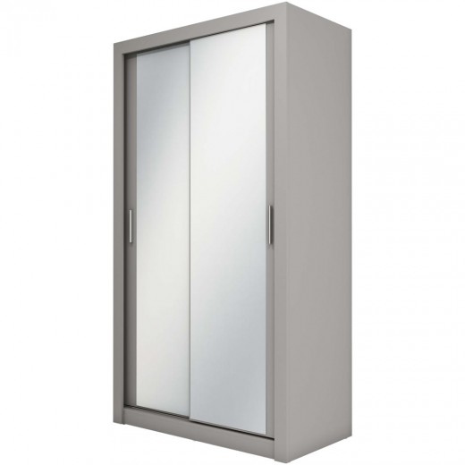Dulap din pal cu 2 usi glisante si oglinda Idea 18 Small Gri Mat, l120xA60xH215 cm
