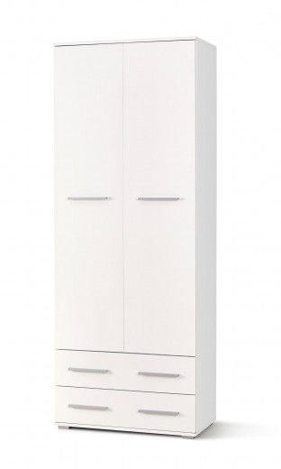 Dulap din pal cu 2 usi si 2 sertare Liamis REG-2 Alb, l77xA40xH200 cm