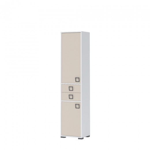 Dulap din pal cu 2 usi si 2 sertare, pentru copii, Kiki V22 Alb, l44xA37xH198 cm