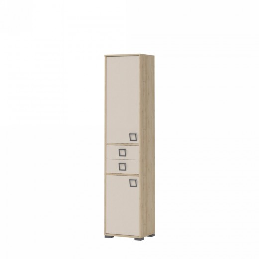 Dulap din pal cu 2 usi si 2 sertare, pentru copii, Kiki V22 Fag, l44xA37xH198 cm