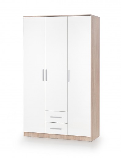 Dulap din pal cu 3 usi si 2 sertare Liamis S-3 Alb / Stejar Sonoma, l120xA52xH205 cm