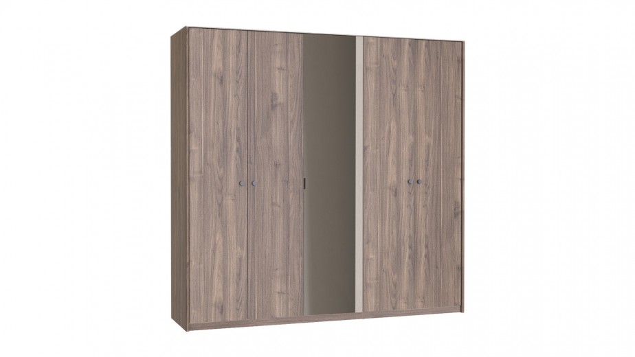 Dulap din pal cu 5 usi si oglinda, Costa Natur, l225,1xA61,1xH218,4 cm