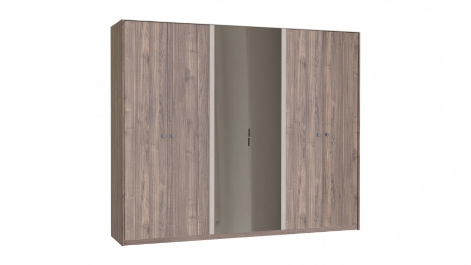 Dulap din pal cu 6 usi si oglinda, Costa Natur, l270xA61,1xH220,1 cm