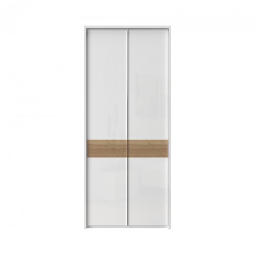 Dulap din pal si MDF, cu 2 usi, Avis Stripes P2A/AV Alb / Nuc Pacific, l97xA60xH227 cm