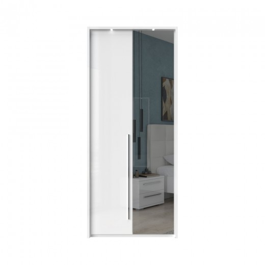Dulap din pal si MDF, cu 2 usi, oglinda si LED inclus, Piano Stripes P2B-1OG/PN Alb, l97xA60xH226 cm