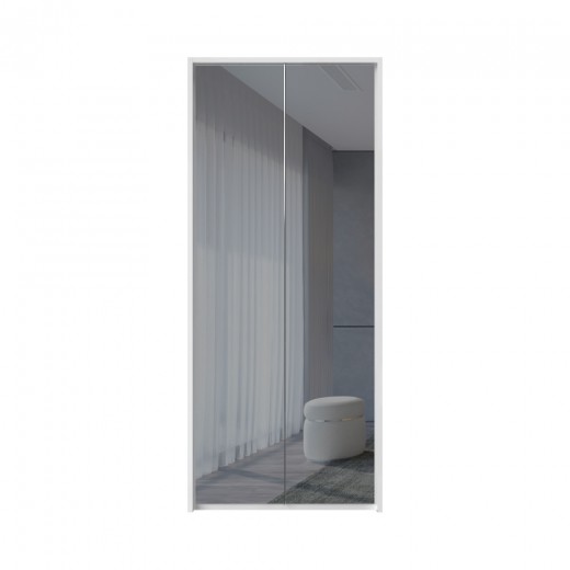 Dulap din pal si MDF, cu 2 usi si oglinda, Avis Stripes P2A-2OG/AV Mirror Alb, l97xA60xH227 cm