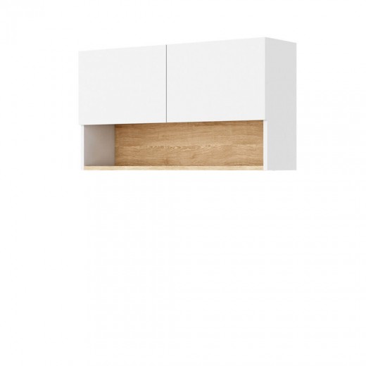 Cabinet hol suspendat cu 2 usi, din pal, Claro 02 Alb / Natural, l86xA24xH48 cm