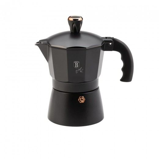 Espressor manual din aluminiu, 3 cesti, Black Rose