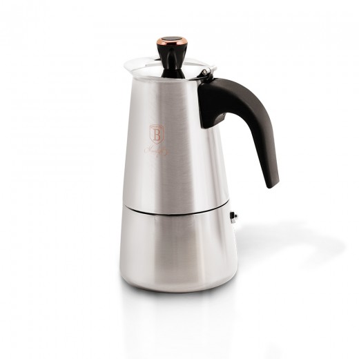 Espressor manual din otel inoxidabil, 6 cesti, Moonlight Crom