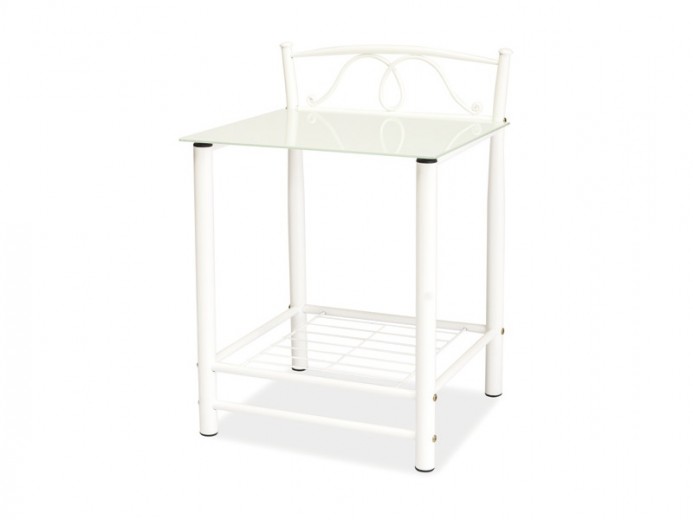 Noptiera din metal si sticla East-920 Alb, l46xA49xH65 cm