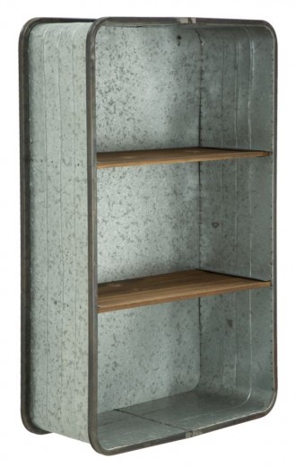 Etajera metalica suspendata, cu rafturi din lemn de brad Woot Gri, l50xA20xH80,5 cm