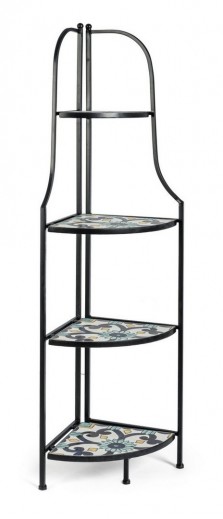 Etajera pliabila pentru gradina / terasa, din ceramica si metal, Positano Corner Multicolor / Negru, L41xl28xH131 cm