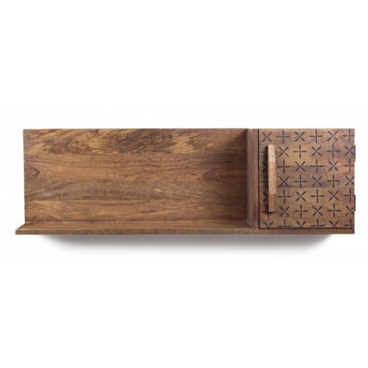 Etajera suspendata din lemn de mango, cu usa pe partea dreapta Emira Natural, l103xA20xH31,9 cm
