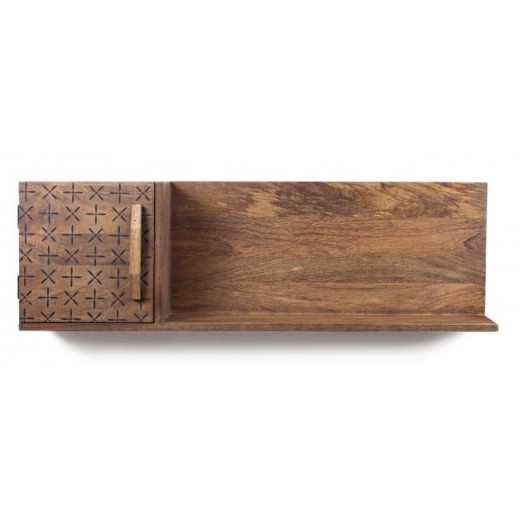 Etajera suspendata din lemn de mango, cu usa pe partea stanga Emira Natural, l103xA20xH31,9 cm