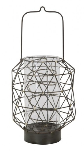 Felinar din metal si sticla Oxy B Negru, Ø20,5xH32,5 cm