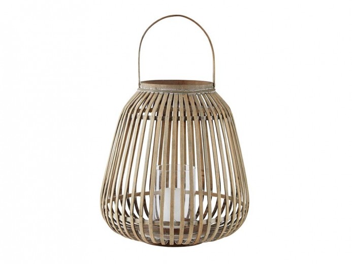 Felinar decorativ din bambus Lantern 341013 Natural, Ø37xH40 cm, Villa Collection