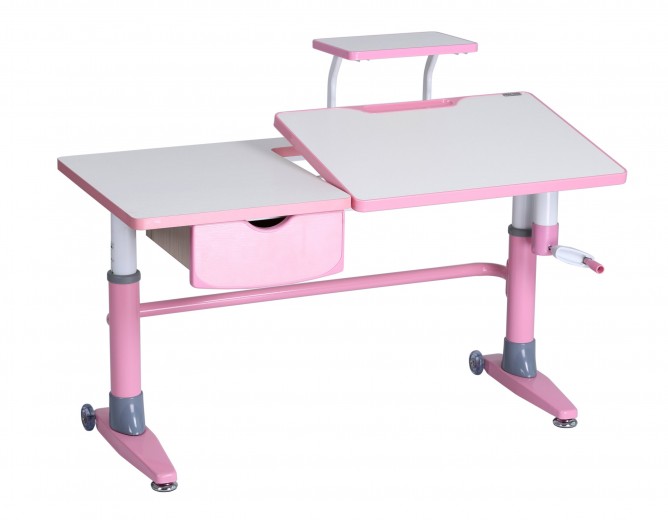 Masa de birou Ferrara Ergodesk, White / Pink, L120xl84h55 cm