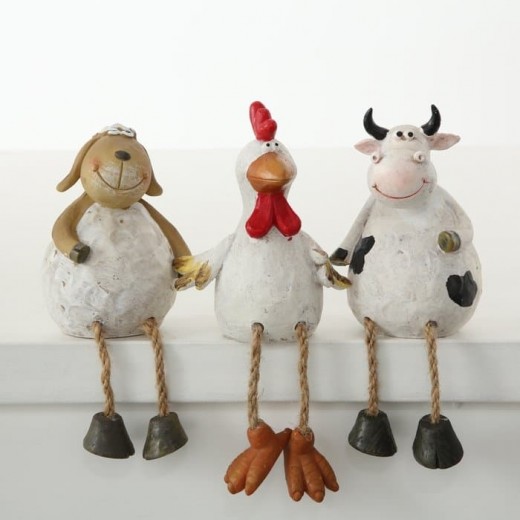 Figurina decorativa din polirasina Farm Animals Multicolor, Modele Asortate, l8xA8xH20 cm