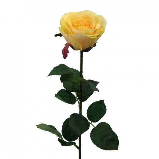 Fir floare artificiala, Garden Rose Galben deschis, H69 cm