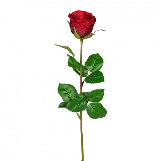 Fir floare artificiala, Garden Rose Rosu, H69 cm