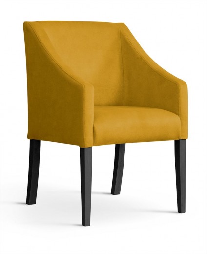 Fotoliu fix tapitat cu stofa si picioare din lemn Capri Velvet Mustariu / Negru, l58xA60xH89 cm