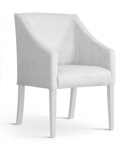 Fotoliu fix tapitat cu stofa si picioare din lemn Capri Velvet Argintiu / Alb, l58xA60xH89 cm