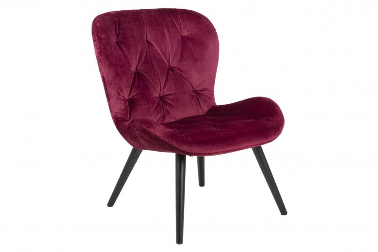 Fotoliu fix tapitat cu stofa si picioare din lemn Batilda-A1 Velvet Bordeaux / Negru, l68xA79xH84 cm
