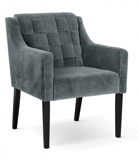 Fotoliu fix tapitat cu stofa si picioare din lemn, Trevor Velvet Gri / Negru, l67xA70xH84 cm