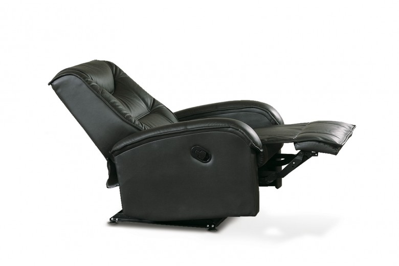 Fotoliu Recliner tapitat cu piele ecologica Jerod Negru, l85xA93xH101 cm