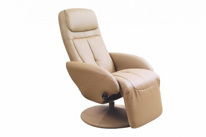 Fotoliu Recliner tapitat cu piele ecologica Optimus Bej, l77xA80xH101 cm