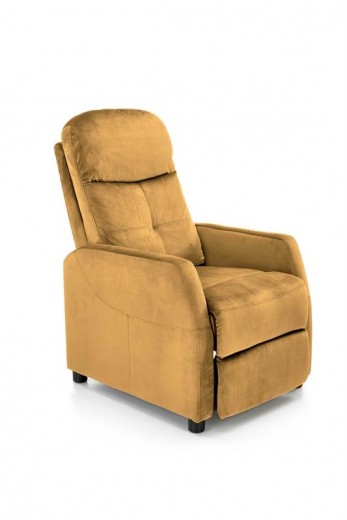 Fotoliu Recliner tapitat cu stofa, Filipo II Velvet Mustariu, l64xA84xH103 cm