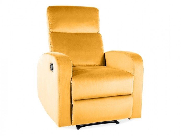 Fotoliu Recliner tapitat cu stofa, Marte Velvet Mustariu, l75xA89xH100 cm