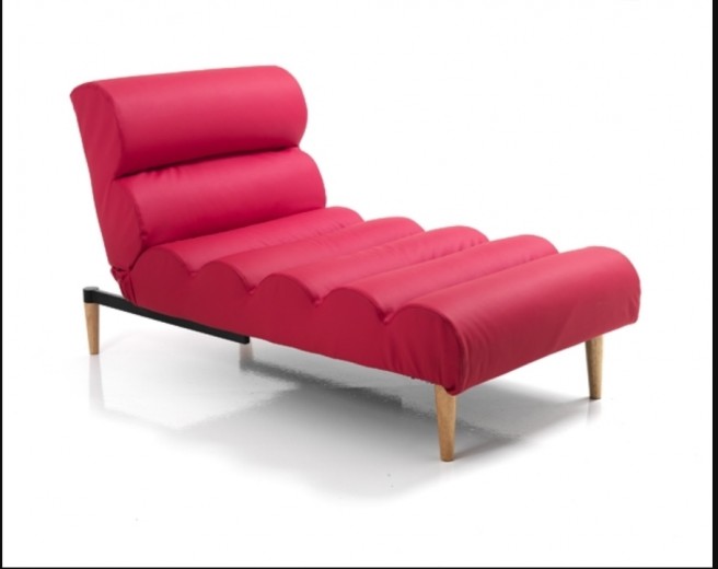 Fotoliu Relaxare tapitat cu piele ecologica Gummy Red, l80xA160xH88 cm