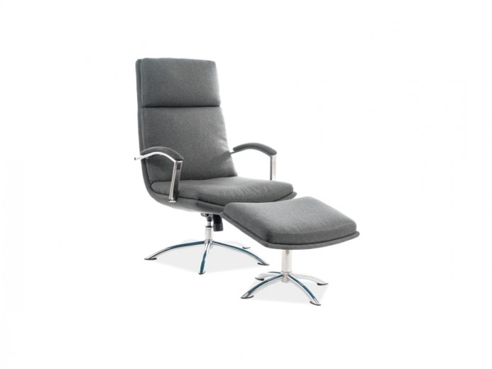 Fotoliu Relaxare tapitat cu stofa + Taburet Jaffar Gri, l63xA80xH109 cm