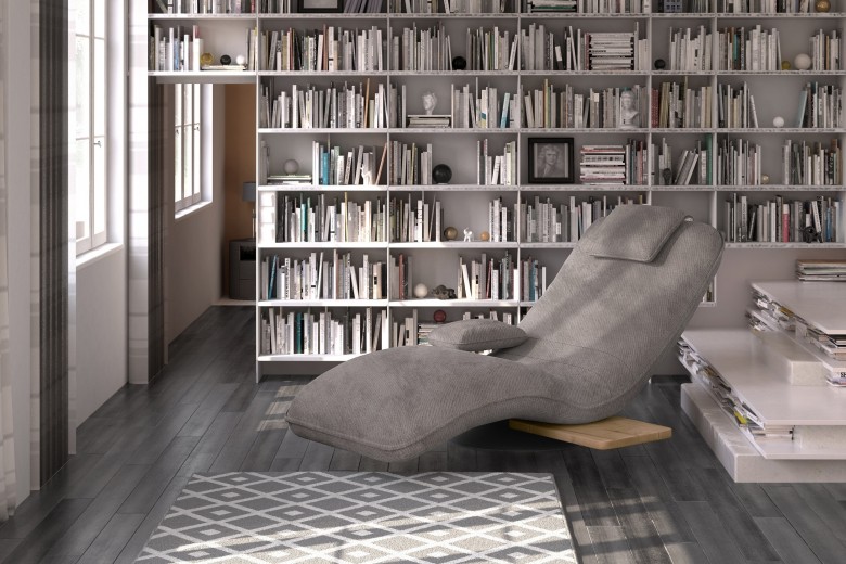 Fotoliu sezlong relaxare, tapitat cu stofa Eveline Grej, l78xA163xH86 cm