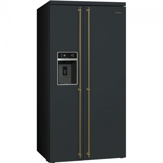 Frigider Side by side SBS8004AO, Antracit, 91 cm, Coloniale, SMEG