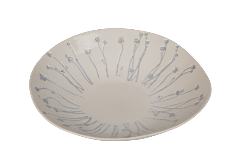 Fructiera ceramica Atmosphere White / Dusty Blue, Ø 32 cm